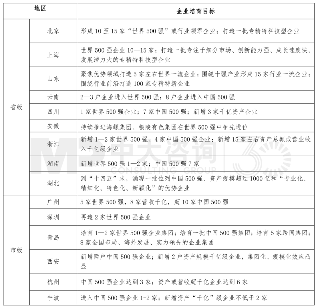 各地方国资“十四五”规划报告，中大咨询整理