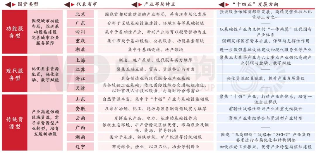 地方国资产业布局的典型特征，中大咨询整理 
