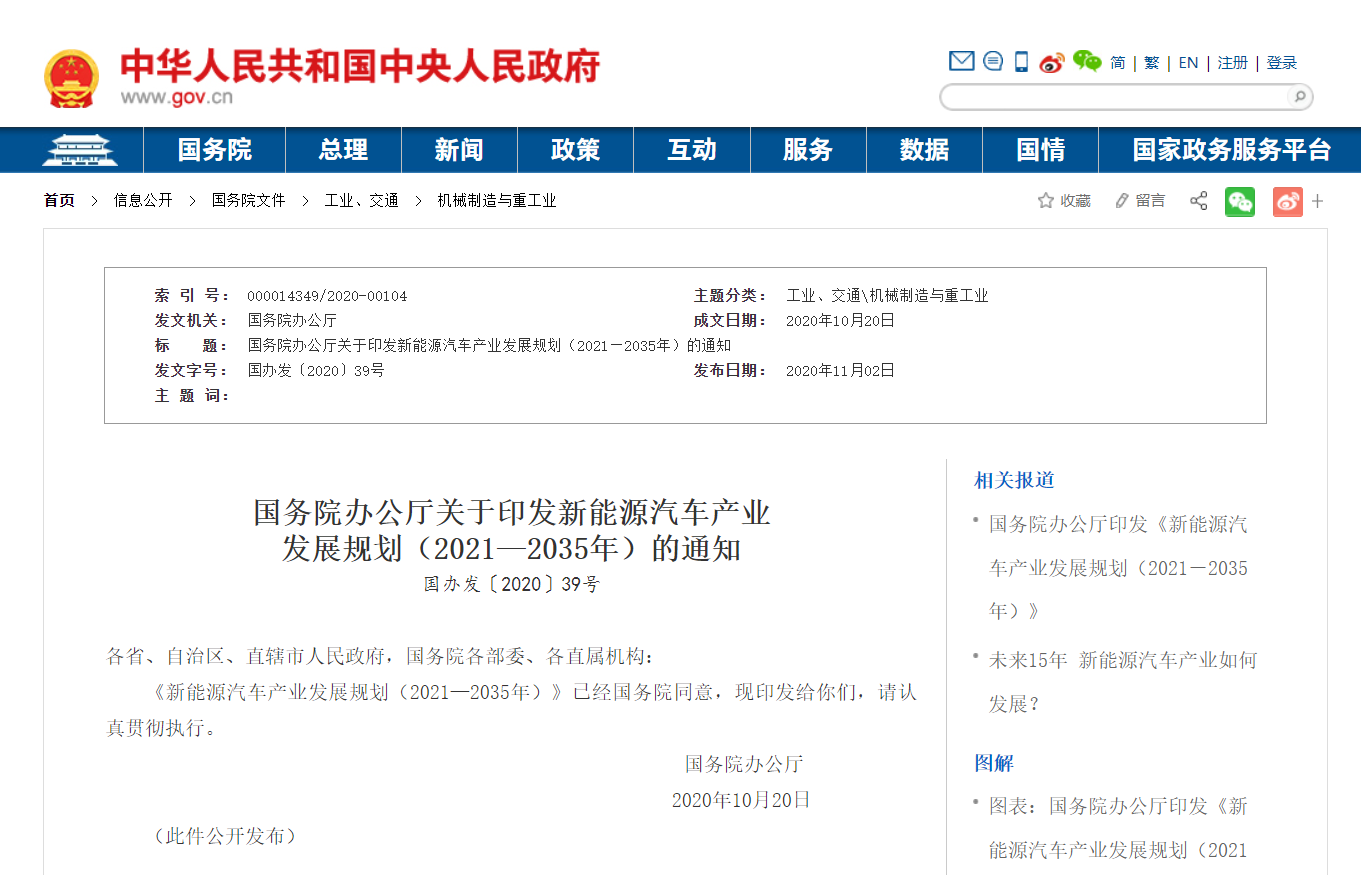 《新能源汽车产业发展规划（2021—2035年）》